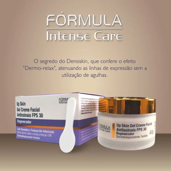 Up-Skin-Gel-Creme-Facial-Antissinais-FPS-30-Fórmula-Intense-Care-40g-box-promo